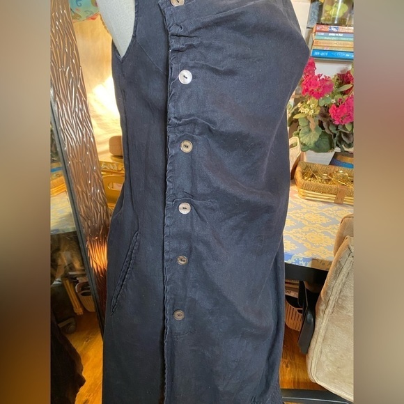 🌹Animale🌹 Linen Asymmetrical Sleeveless Button Up Dress - Picture 3 of 13